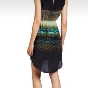 Elegant Black and Green Patterned Dress